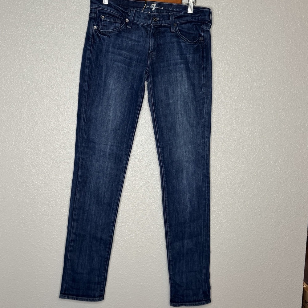 7 For All Mankind Roxanne Skinny Jeans‎ Womens 28 Low Rise Dark Wash Y2K Stretch